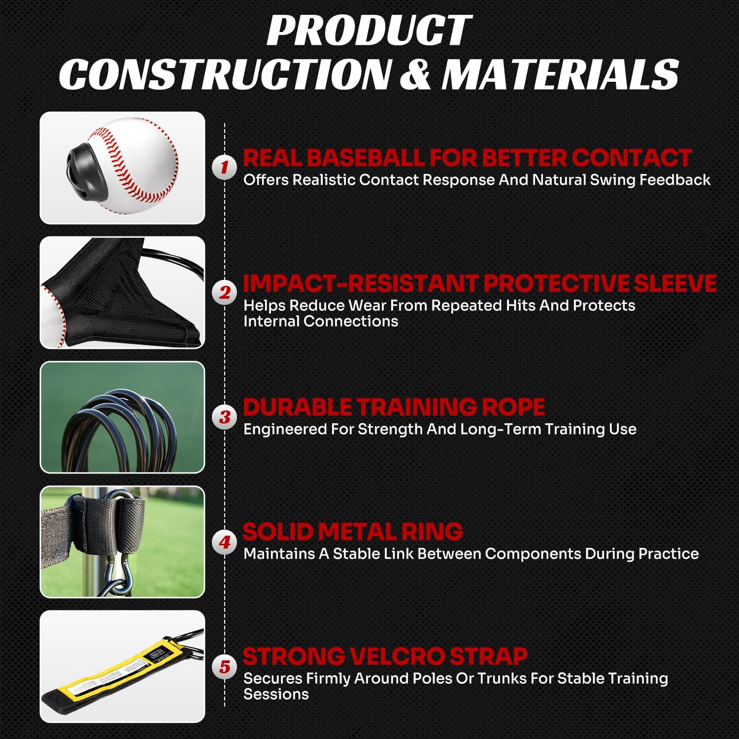 Baseball Batting Swing Trainer, Portable Hitting Trainer with Auto-Reset & Adjustable Ball Height, Solo Baseball Swing Practice Equipment for Youth,Adults, Easy Setup No Tools Needed alternate view