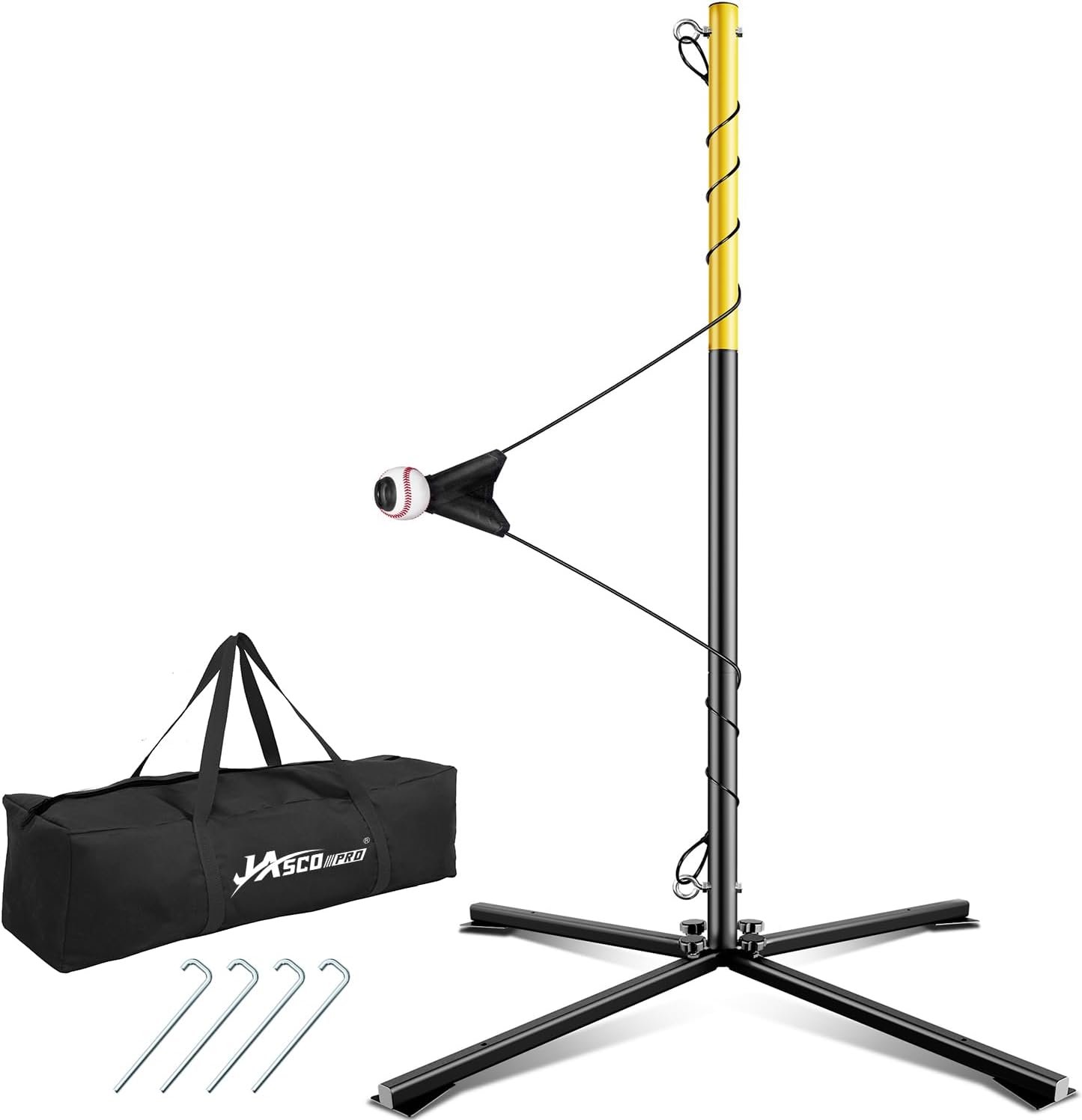 Portable Swing Trainer For Solo Practice,Baseball & Softball Hitting Trainer With Real Ball & Stand,Ball Adjust Height To Simulate Pitch Location,Inside,Middle,Outside Drills,Improve Accuracy,Speed