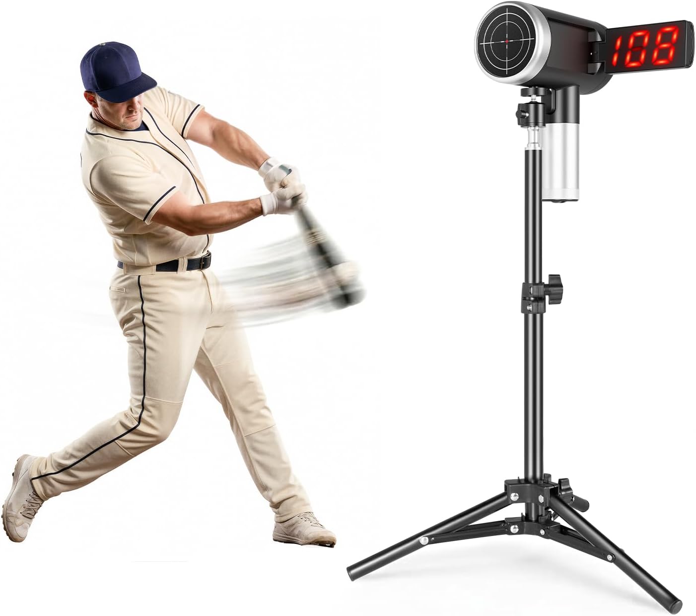 Upgrade Baseball Radar Gun with Tripod,LED + LCD Dual Display, Accuracy Speed Radar Gun for Pitching & Swing, Handheld or Hand Free Multi-Sport Speed Radar Training Equipment for All Players