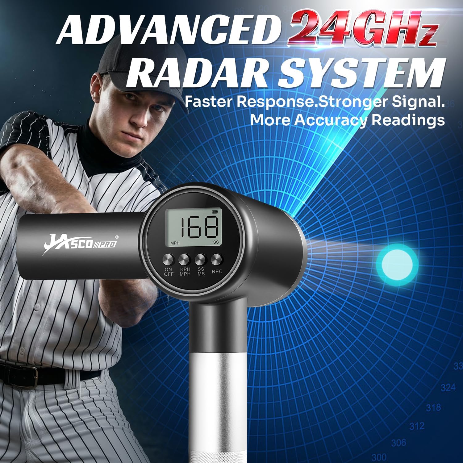 Upgrade Baseball Radar Gun with Tripod,LED + LCD Dual Display, Accuracy Speed Radar Gun for Pitching & Swing, Handheld or Hand Free Multi-Sport Speed Radar Training Equipment for All Players alternate view